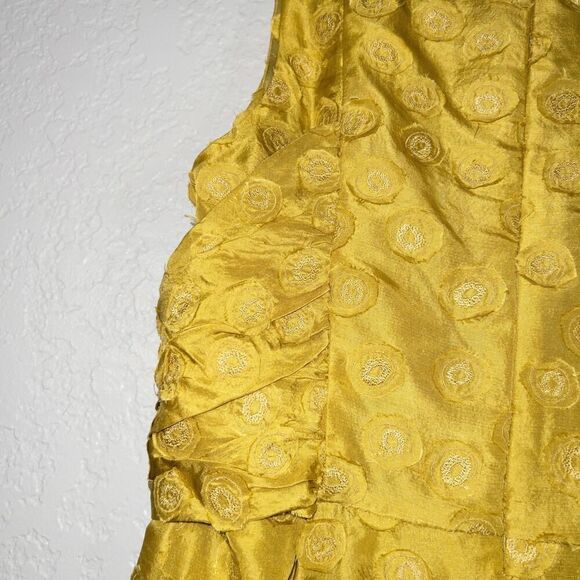 New Quillaree BHLDN x Anthropologie Yellow Silk Tethered Dot Dress 0 - Picture 11 of 11